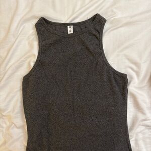 Charcoal Gray Ribbed Mini Dress